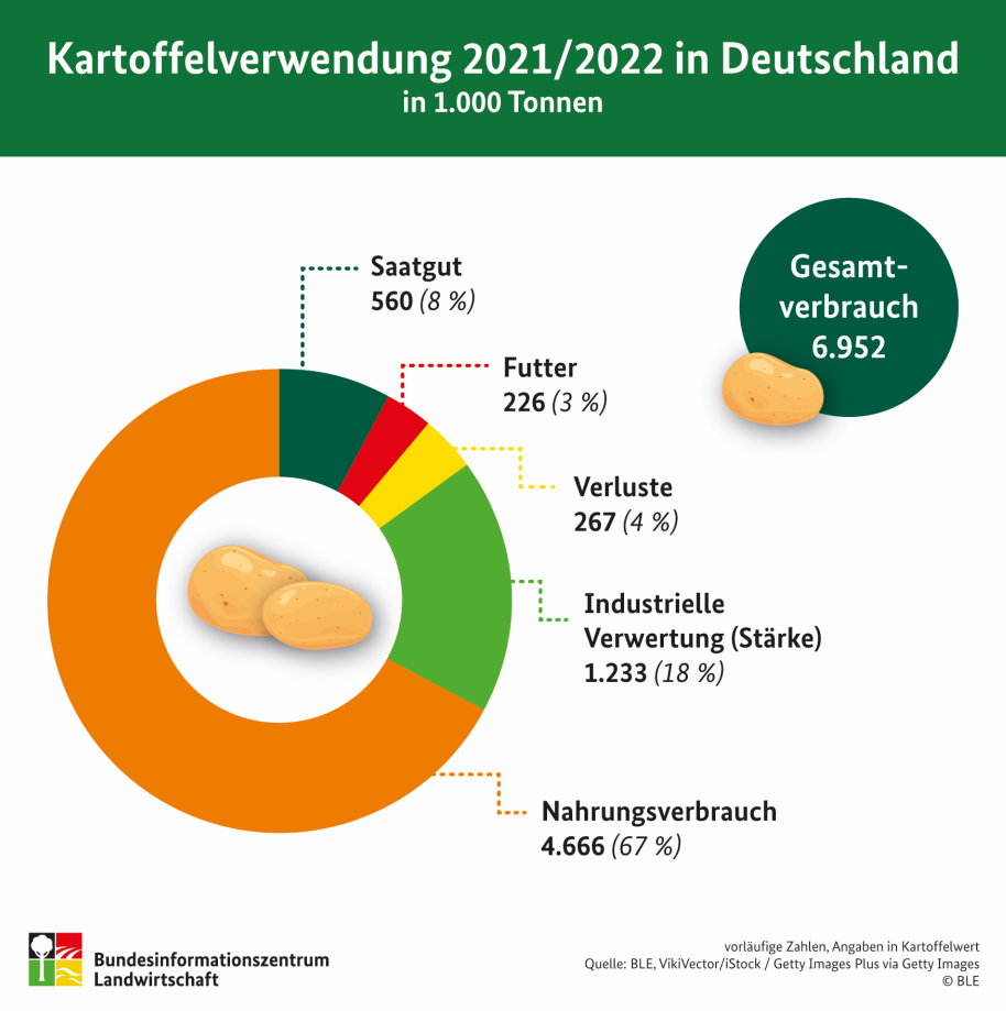 Infografik zur Kartoffelverwendung in Deutschland