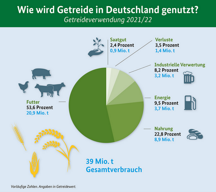 Infografik zur Nutzung von Getreide in Deutschland